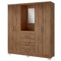 Guarda Roupa Casal Com Espelho 4 Portas Roma Carraro Freijó - 3