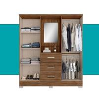 Guarda Roupa Casal Com Espelho 4 Portas Roma Carraro Freijó