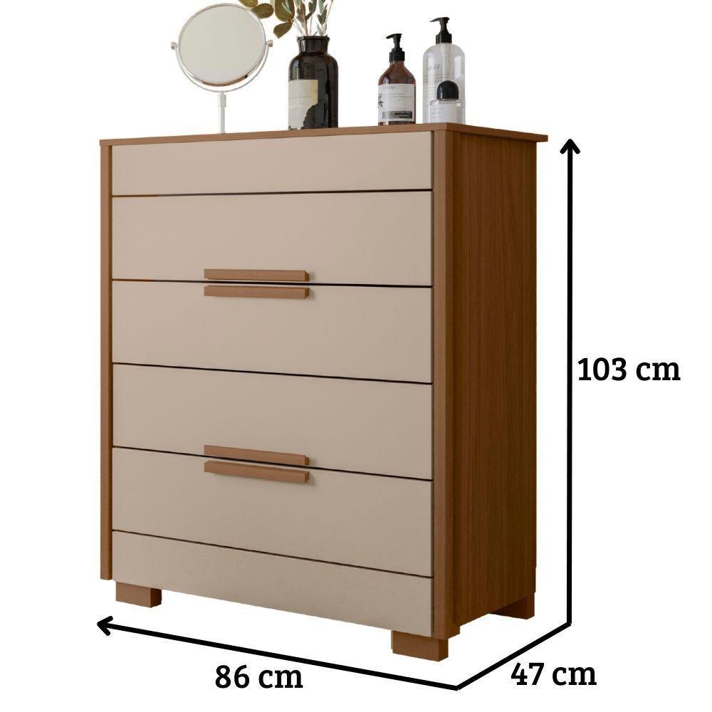 Cômoda Dhara 4 Gavetas Carvalho Fendi Moval - 2