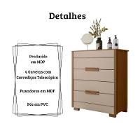 Cômoda Dhara 4 Gavetas Carvalho Fendi Moval - 3