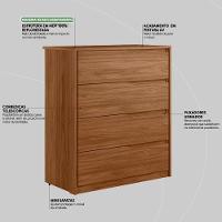 Cômoda Atria Quarto Com 4 Gavetas Nogueira Touch