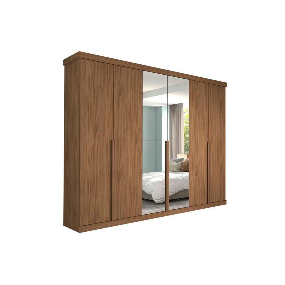Guarda Roupa Casal 6 Portas 2 Espelhos E 6 Gavetas Guarapari Cinamomo/off White - Panan - 7