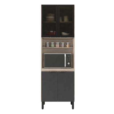 Armário Paneleiro Firenze Para Cozinha Com 4 Portas Avena/grafito