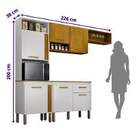 Cozinha Compacta Liza 6 Portas 1 Gaveta Nicho Ripado Mobilihouse Cinamomo Com Branco Acetinado - 6