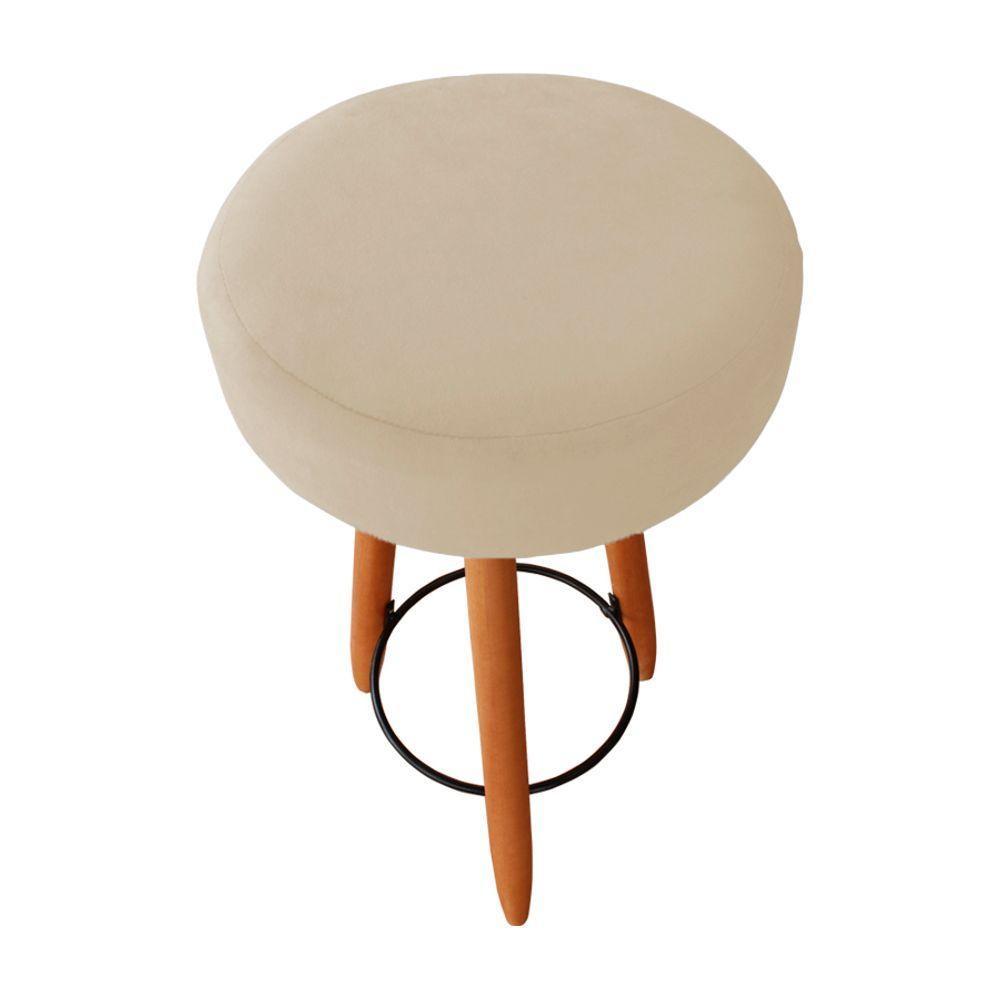 Kit Duas Banqueta Alta Para área Gourmet Balcão Pés Palito Linho Bege Eli Móveis E Decoração - 2