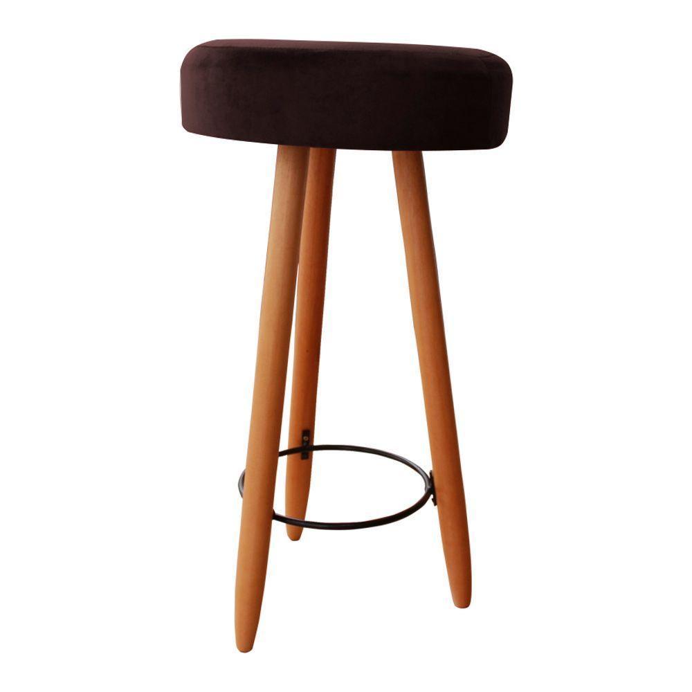 Kit Duas Banqueta Alta Para área Gourmet Balcão Pés Palito Linho Marrom Eli Móveis E Decoração - 3