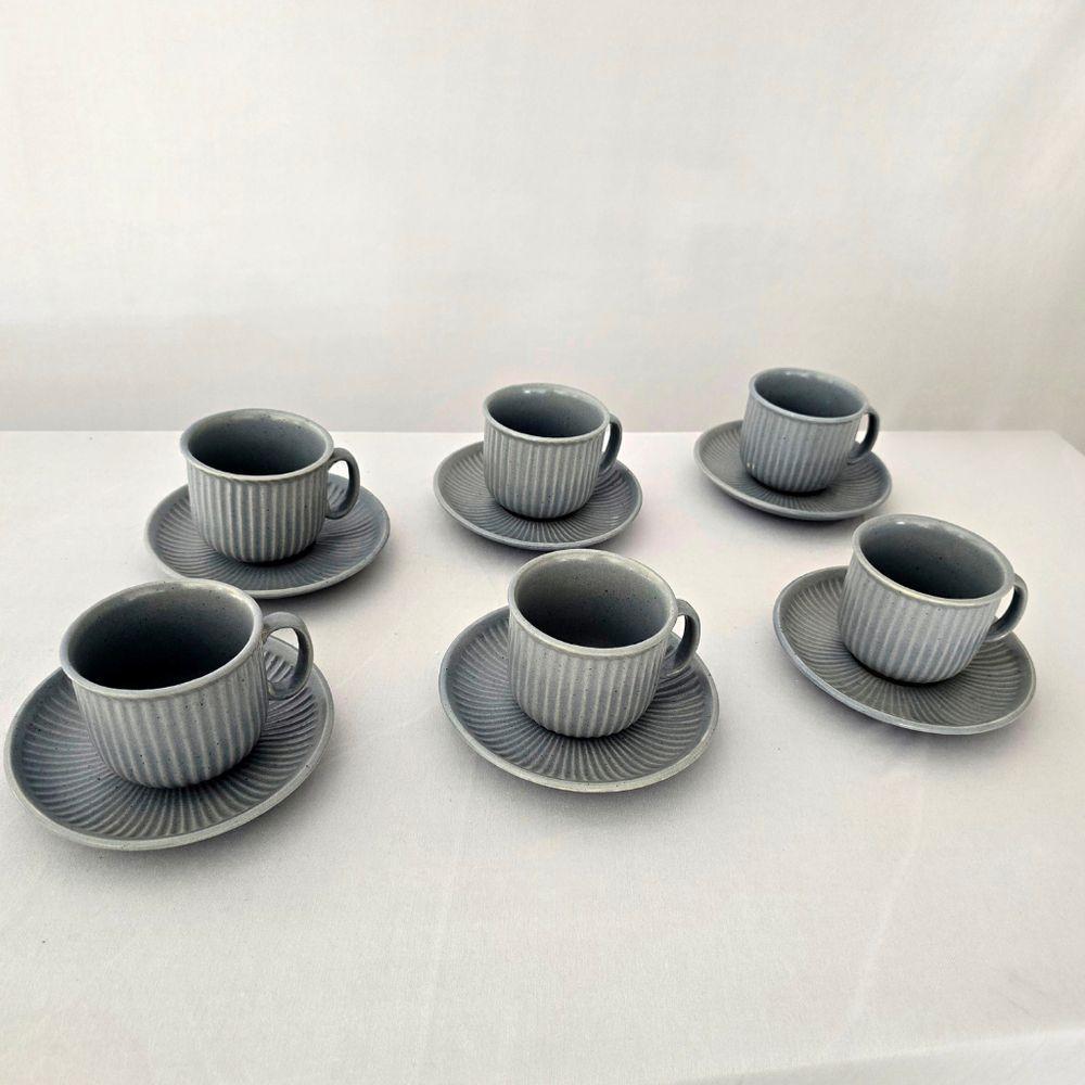 Conjunto Xícaras Canelada Com Pires Chá 200ml 12 Peças - 5