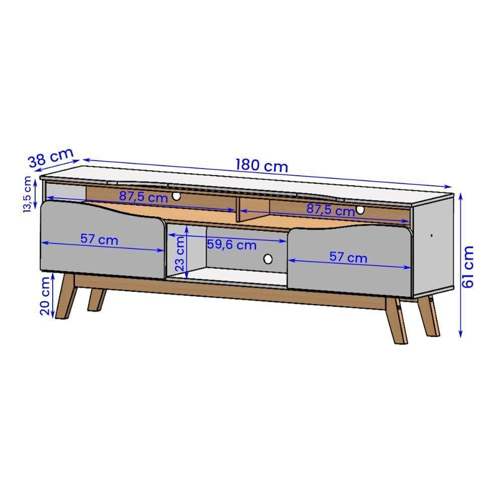 Rack Ilhabela Tv 75 Polegadas Com 2 Porta Pés Madeira Maciça Off White/cinamomo - 3