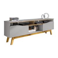 Rack Ilhabela Tv 75 Polegadas Com 2 Porta Pés Madeira Maciça Off White/cinamomo - 1