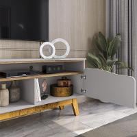 Rack Ilhabela Tv 75 Polegadas Com 2 Porta Pés Madeira Maciça Off White/cinamomo - 2