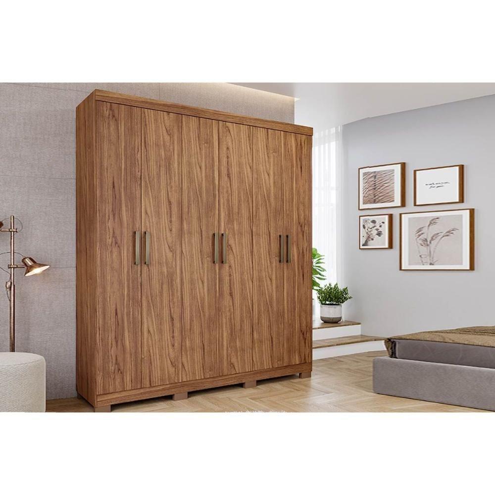 Guarda Roupa Solteiro 6 Portas E 2 Gavetas Com 1 Espelho Interno Milena Cinamomo - Panan - 1