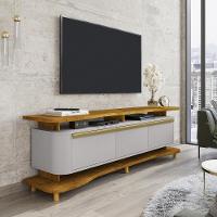 Rack Guarapari Tv 75 Polegadas Com Pés De Madeira Maciça Naturale/off White - 3