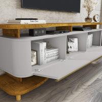 Rack Guarapari Tv 75 Polegadas Com Pés De Madeira Maciça Naturale/off White - 4