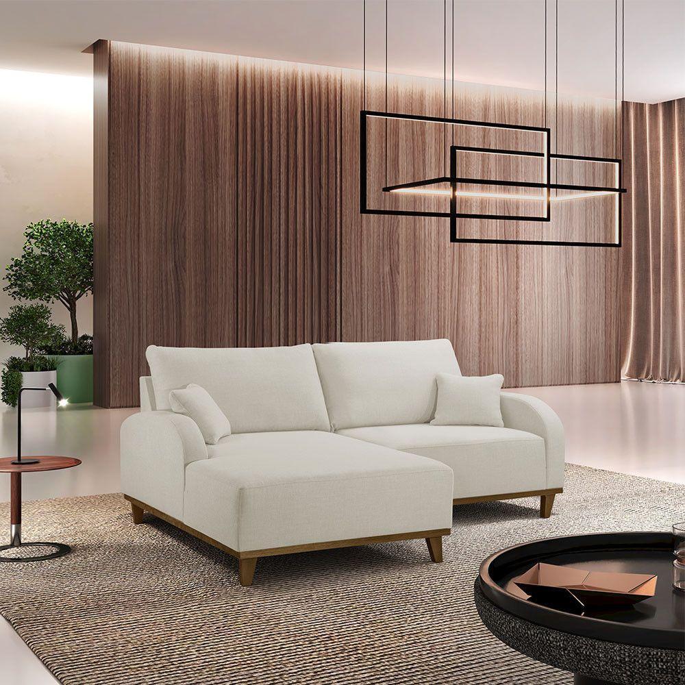 Sofá Albano Linho 185cm Chaise Lado Esquerdo Meu Sofá Online A302 Linho Branco - 1