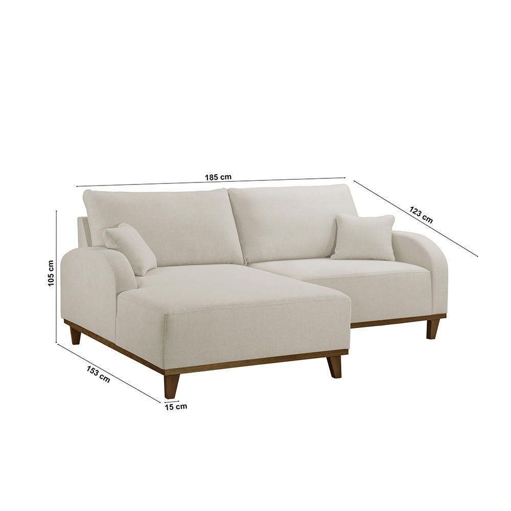 Sofá Albano Linho 185cm Chaise Lado Esquerdo Meu Sofá Online A302 Linho Branco - 3