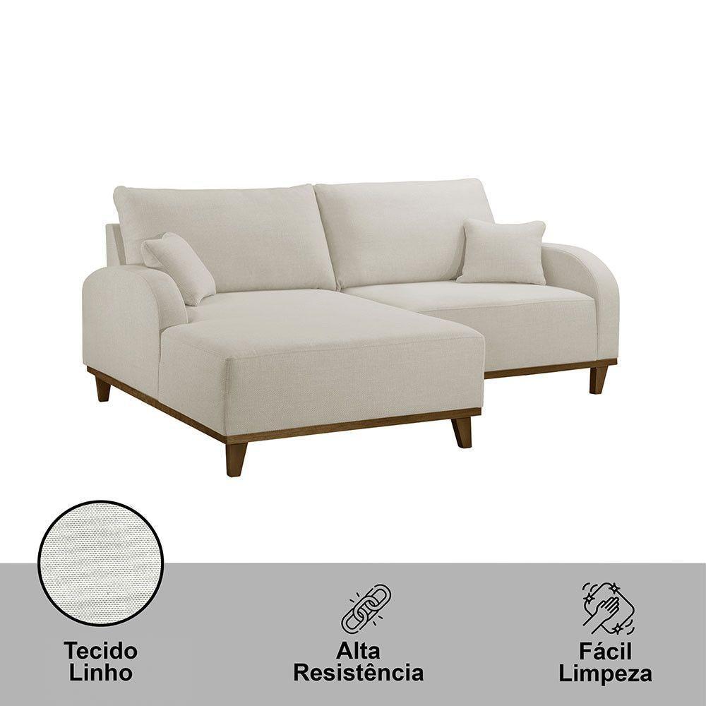 Sofá Albano Linho 185cm Chaise Lado Esquerdo Meu Sofá Online A302 Linho Branco - 4