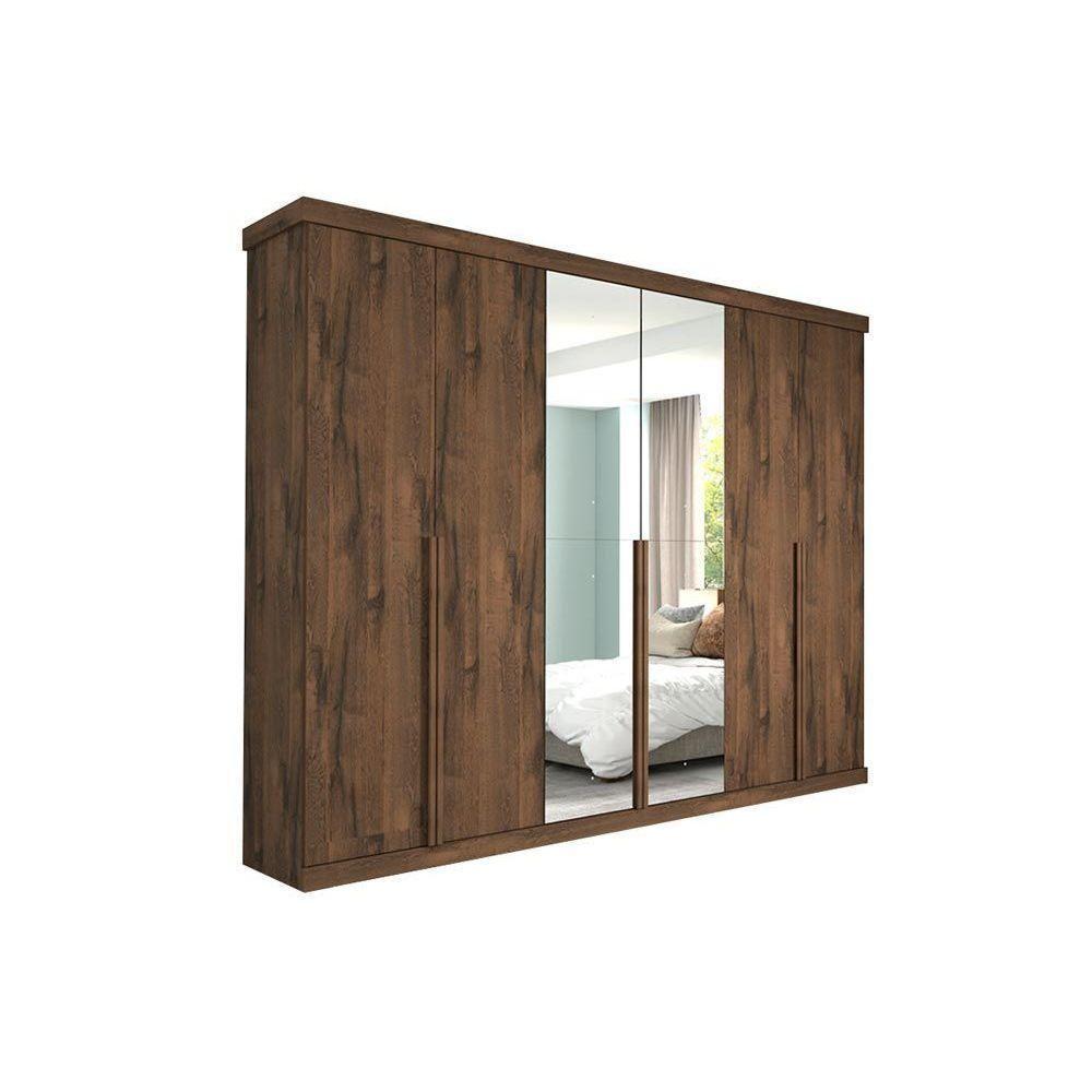 Guarda Roupa Casal 6 Portas (2 C/ Espelho) E 6 Gavetas Guarapari Cinamomo - Panan - 6