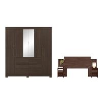 Jogo Guarda Roupa 4 Portas E Cabeceira Andorra Cafe Touch - 1