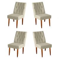 Jogo 04 Cadeiras De Jantar Estofada Cozinha Paris Suede Porcelana Eli Móveis - 1