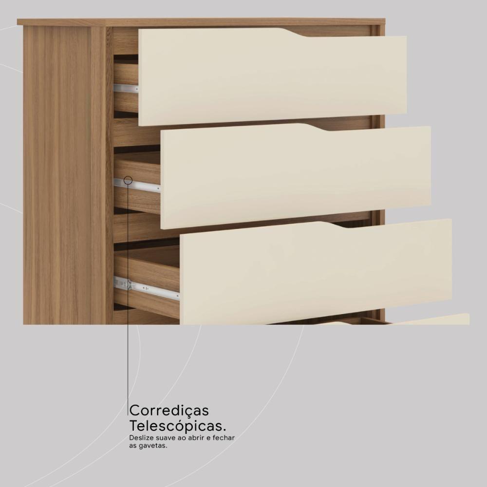 Cômoda Atria Quarto Com 4 Gavetas Amendola/off White - 6