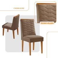 Conjunto Com 2 Cadeiras MDF Eloise Para Sala De Jantar Moderna Veludo Capuccino/Naturalle - 2