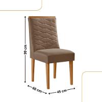 Conjunto Com 2 Cadeiras MDF Eloise Para Sala De Jantar Moderna Veludo Capuccino/Naturalle - 3