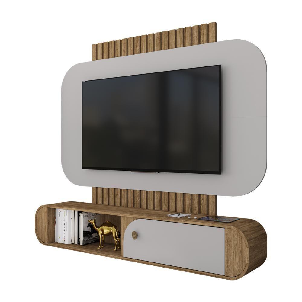 Painel Suspenso Jurere Sala Tv Até 55 Polegadas 1 Porta Cinamomo/off White - 1