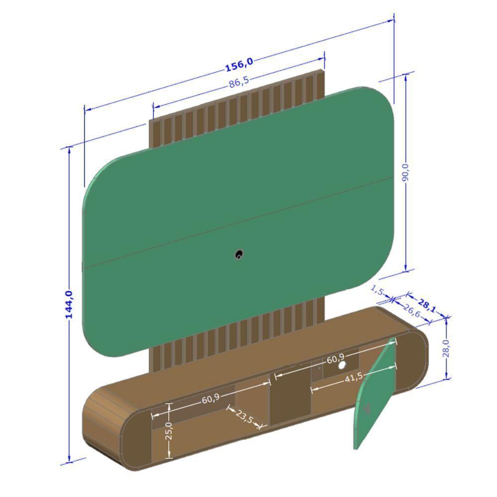 Painel Suspenso Jurere Sala Tv Até 55 Polegadas 1 Porta Cinamomo/off White - 2