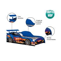 Cama Carro Racing Solteiro Para Meninos Mdf - Racing Car Relâmpago Azul - 2