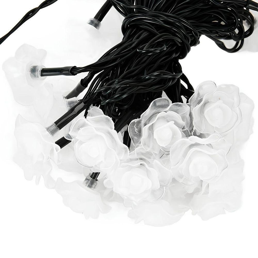 Grinalda Cordão Luzes Solares Rosas Dourada Jardim 20 Leds - 5