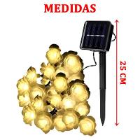 Grinalda Cordão Luzes Solares Rosas Dourada Jardim 20 Leds - 2