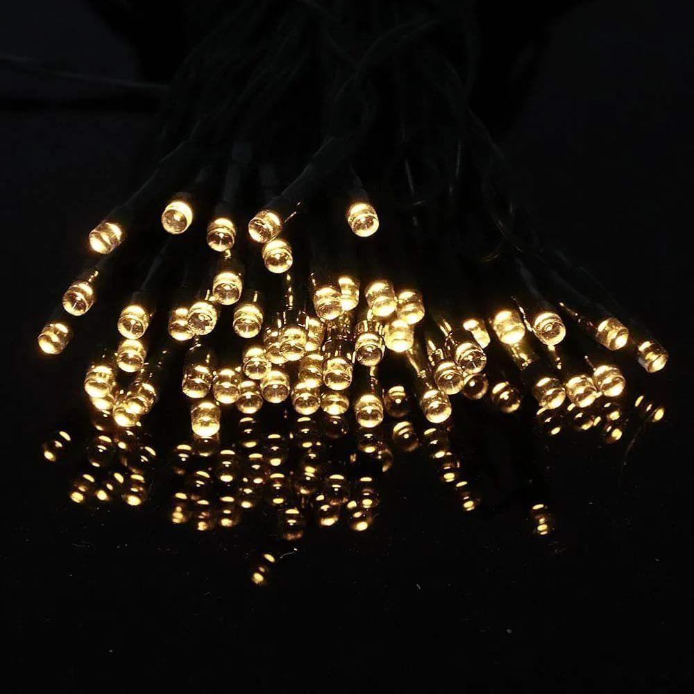 Pisca Cordão Lâmpadas Luzes Solar Leds Amarela De Natal 10m - 2