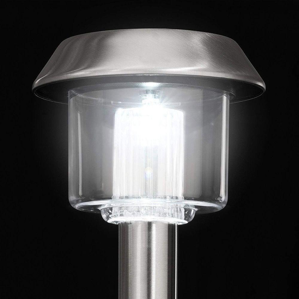 Kit 4 Luminária Solar Luz De Led Jardim Inox Acrílico - 8