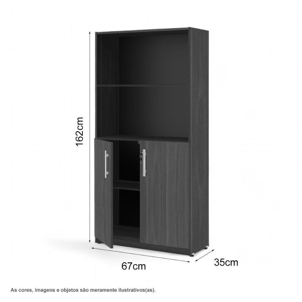 Armário Estante Com Prateleiras Light Cinza - 3