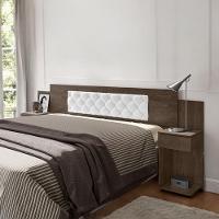 Cabeceira Ajustável Bruna Chocolate Com Capitonê Branco - 1