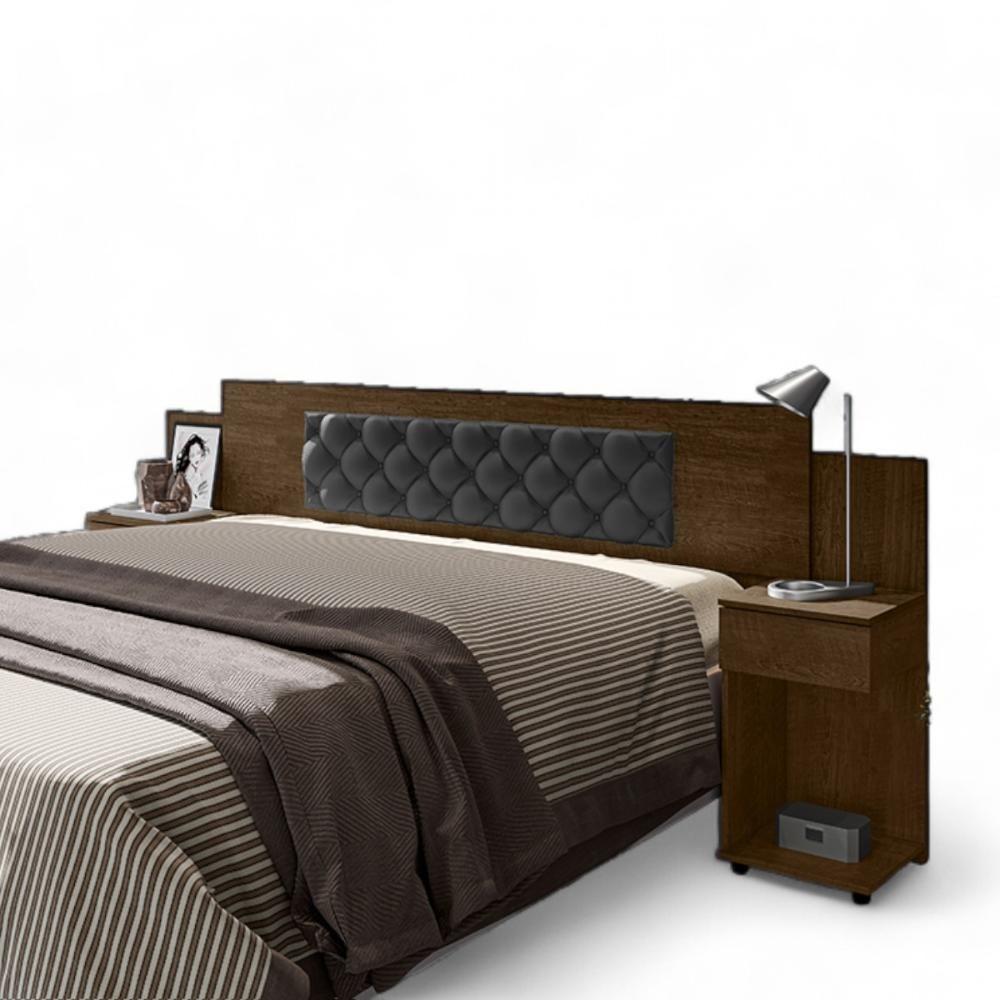 Cabeceira Ajustável Bruna Malbec Com Capitonê Preto - 4