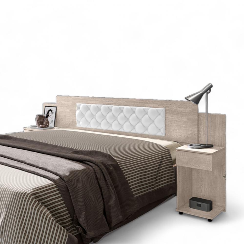 Cabeceira Ajustável Bruna Amarula Com Capitonê Branco - 2