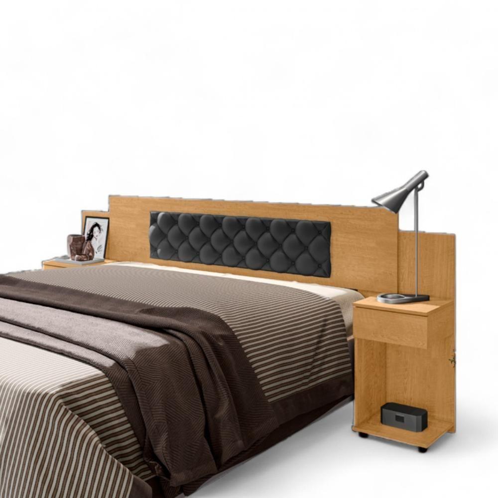 Cabeceira Ajustável Bruna Naturalle Com Capitonê Preto - 2