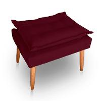 Puff Para Sala E Quarto Madeira Decorativo Opala Suede Bordo - 1