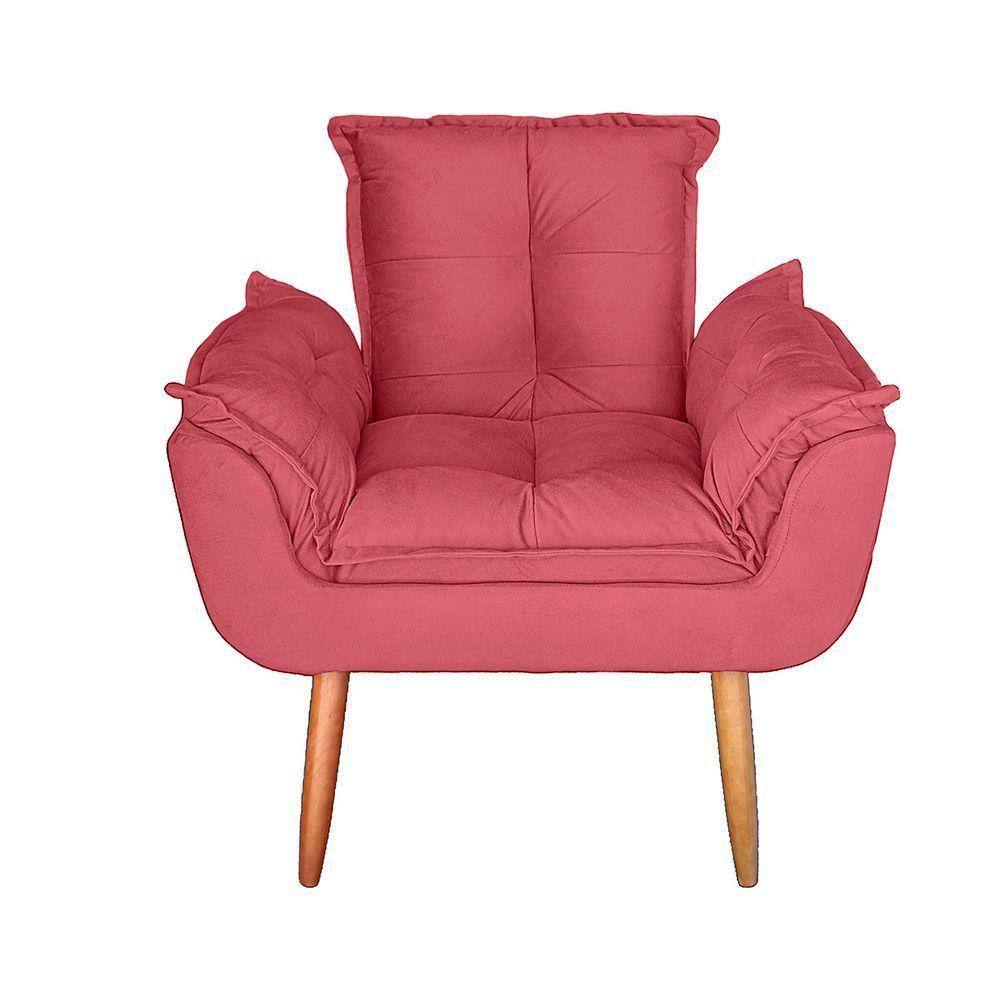 Kit 02 Poltrona Para Sala E Quarto Decorativa Opala Suede Rosa - 3