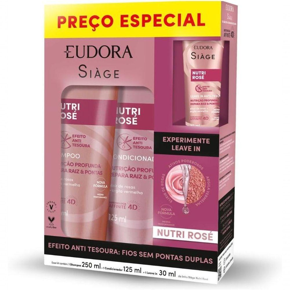 Kit Eudora Siage Promopack Nutri Rose 3 Produtos - Shampoo + Condicionador + Leave-in - 1
