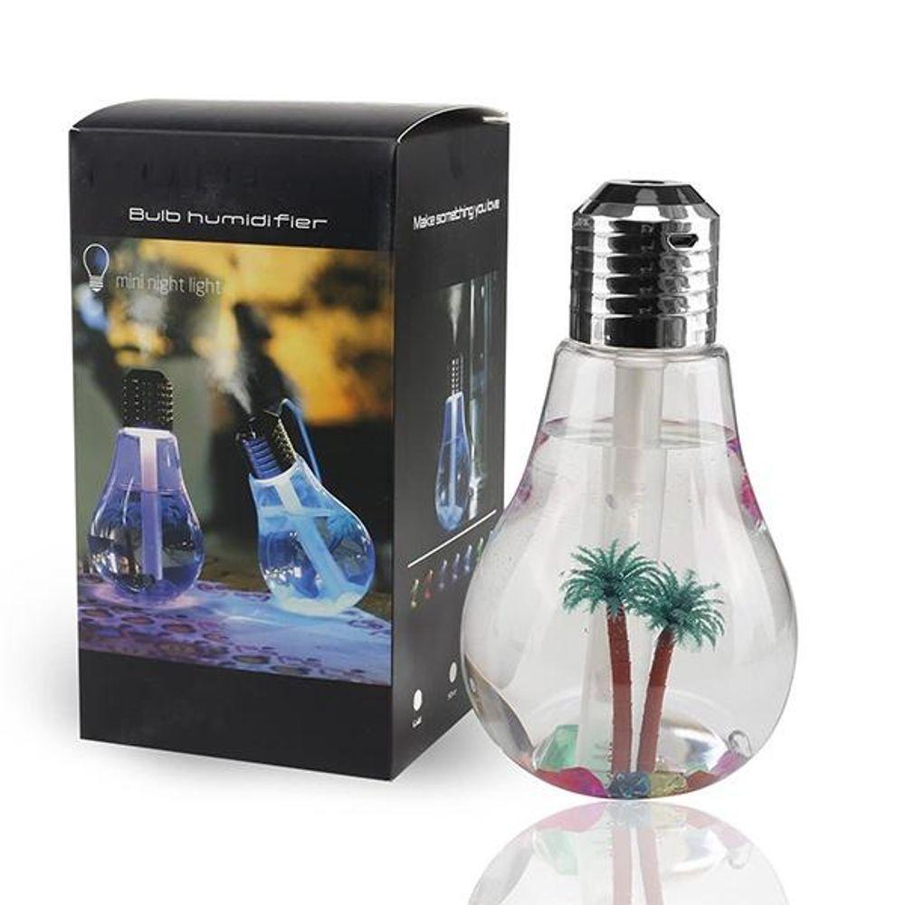 Mini Umidificador Usb Formato Lâmpada Com Luz Led Rgb Difusor Elétrico Portátil 400ml - 1