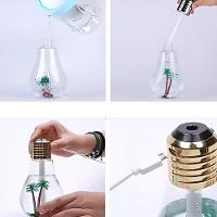 Mini Umidificador Usb Formato Lâmpada Com Luz Led Rgb Difusor Elétrico Portátil 400ml - 3