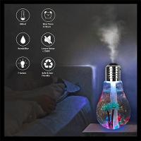 Mini Umidificador Usb Formato Lâmpada Com Luz Led Rgb Difusor Elétrico Portátil 400ml