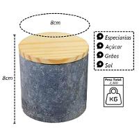 Pote Em Pedra Sabão Tampa Madeira Guardar Armazenar 8x8cm - 3