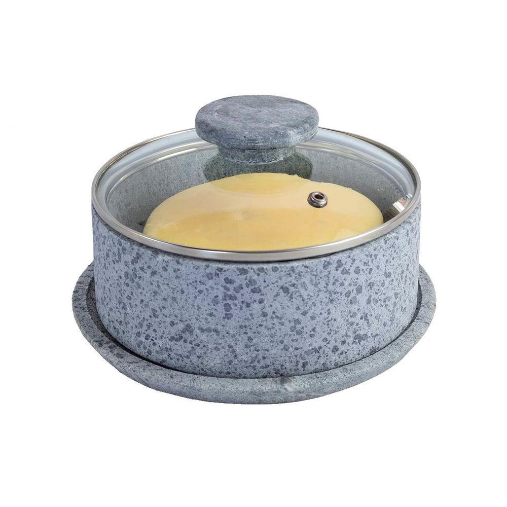 Boleira E Queijeira Em Pedra Sabão Tampa De Vidro G 13x22cm - 4