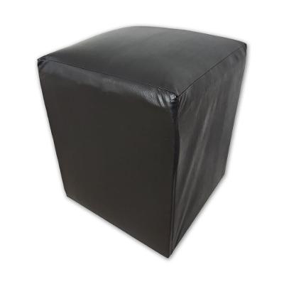 Mini Puff Banqueta Quadrado Cubo Decorativo Courino e Suede Preto Courino