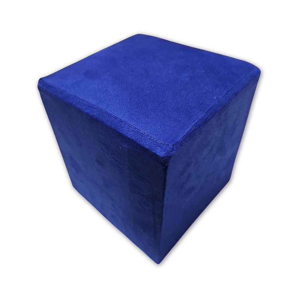 Mini Puff Banqueta Quadrado Cubo Decorativo Courino e Suede Azul Royal Suede - 2