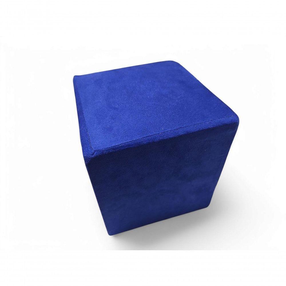 Mini Puff Banqueta Quadrado Cubo Decorativo Courino e Suede Azul Royal Suede - 3