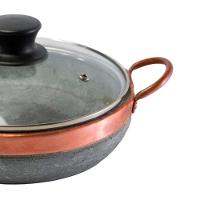 Paella Pedra Sabão Alça De Cobre Com Tampa De Vidro G 24x5cm - 3